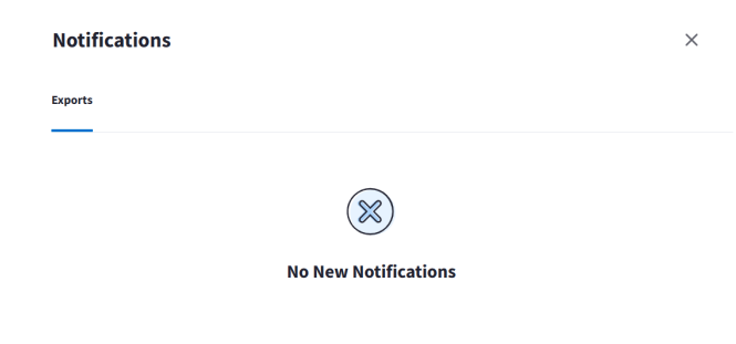 Export tab: No New Notifications