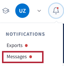 Messages link in Drop down