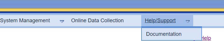 The GrantSolutions GMM menu bar. The Help/Support menu option drop-down.