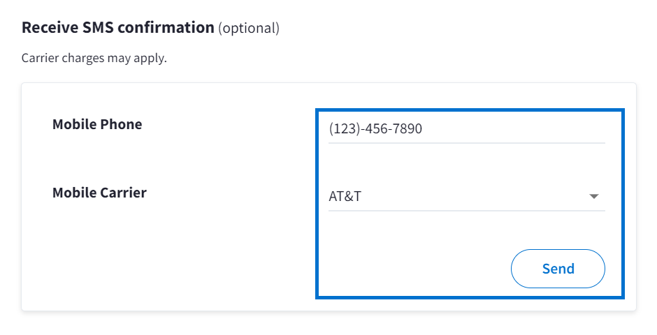 Edit Profile Info window with Mobile Phone, Mobile Carrier fields, and Send button